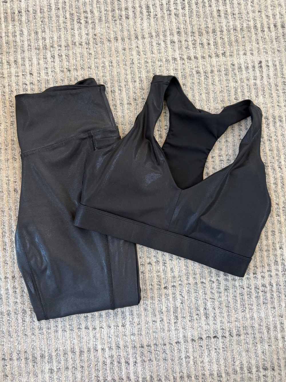 CLOSET CLEAN OUT!! 
PINK/Victoria's Secret Shimmer Black leggings with matching
